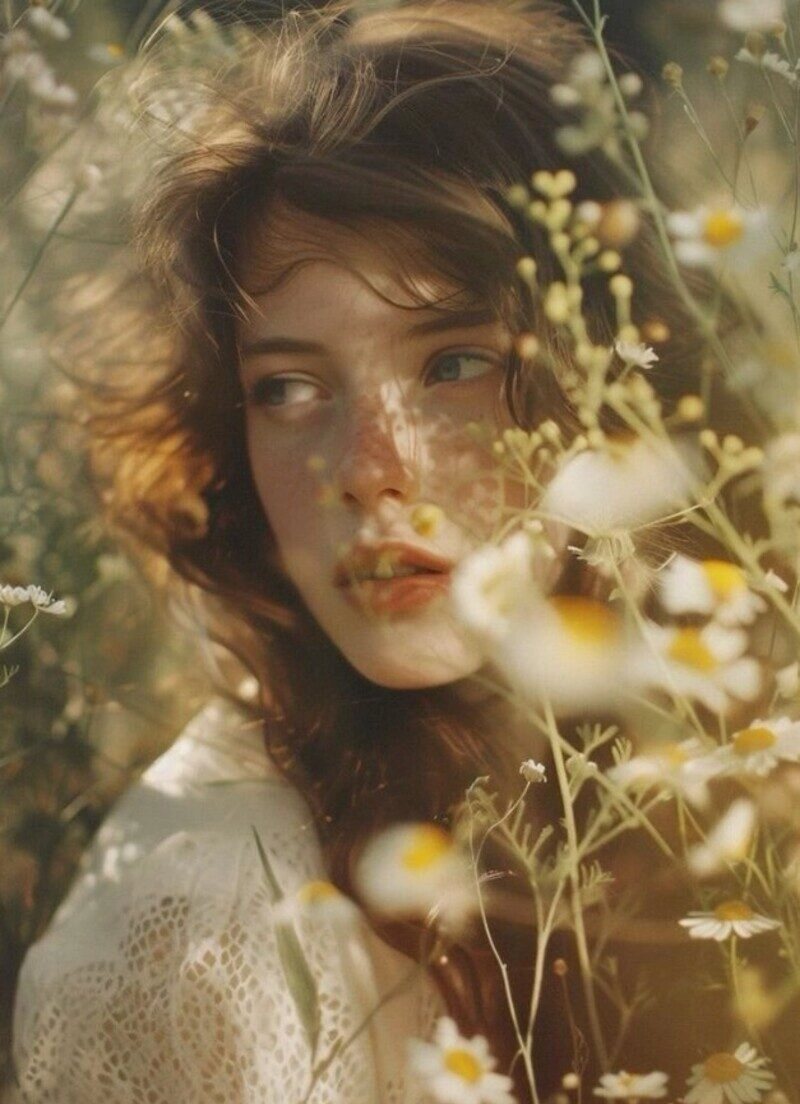 ảnh cô gái cầm hoa che mặt buồn