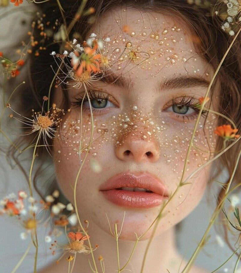 ảnh cô gái cầm hoa che mặt buồn