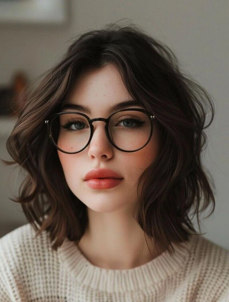 ảnh gái xinh tóc ngắn đeo kính