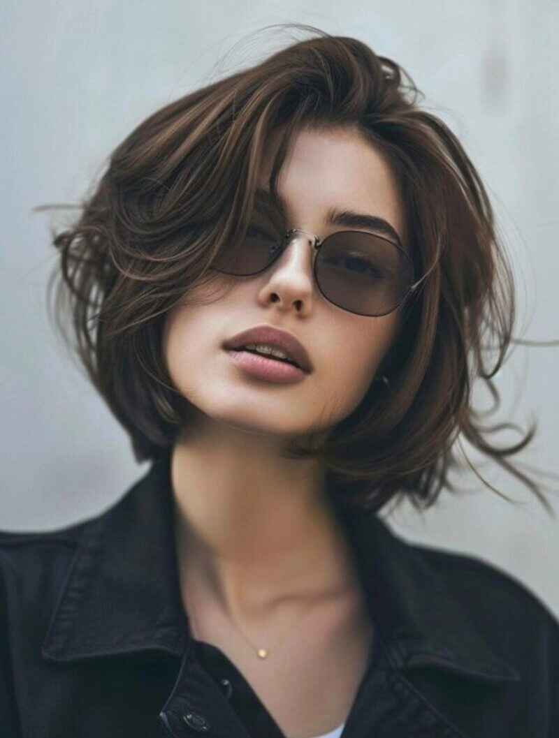 ảnh gái xinh tóc ngắn đeo kính