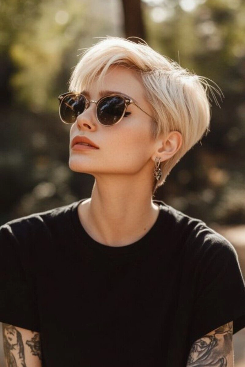 ảnh gái xinh tóc ngắn đeo kính