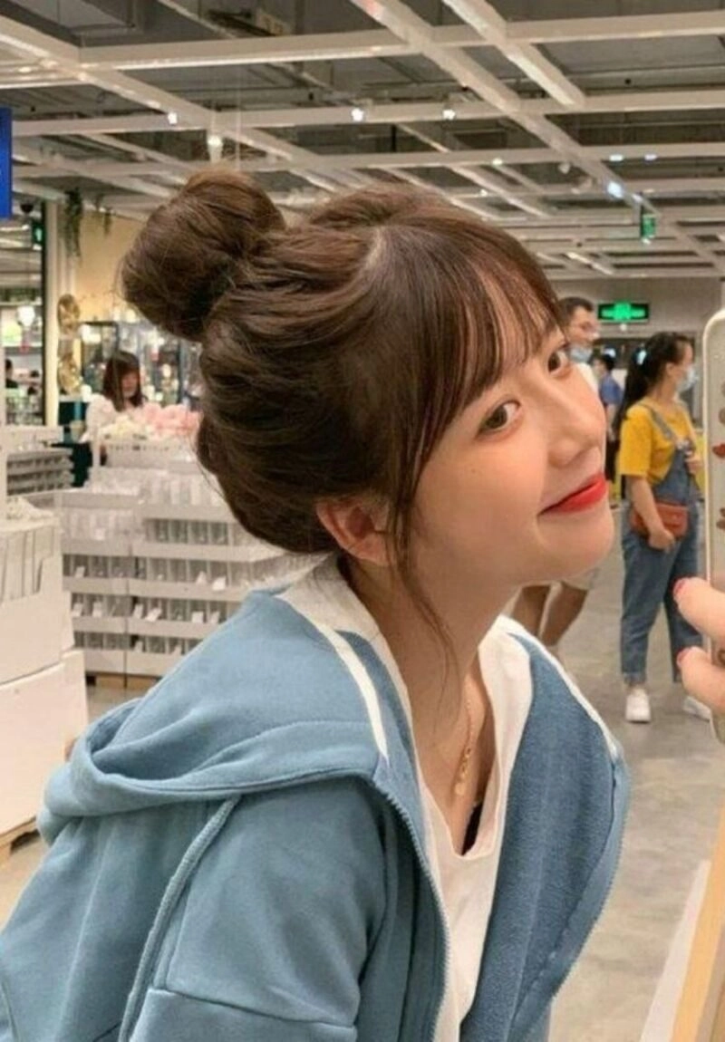 ảnh gái xinh búi tóc