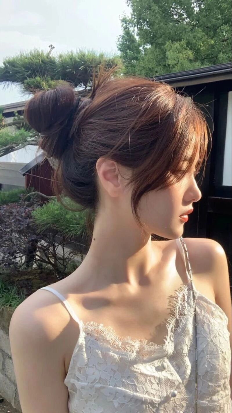 ảnh gái xinh búi tóc