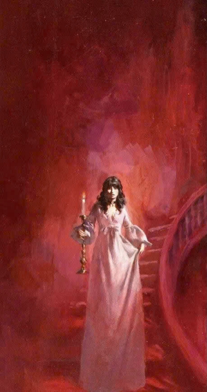 Hình ảnh cô gái soi đèn xuống cầu thang đẹp